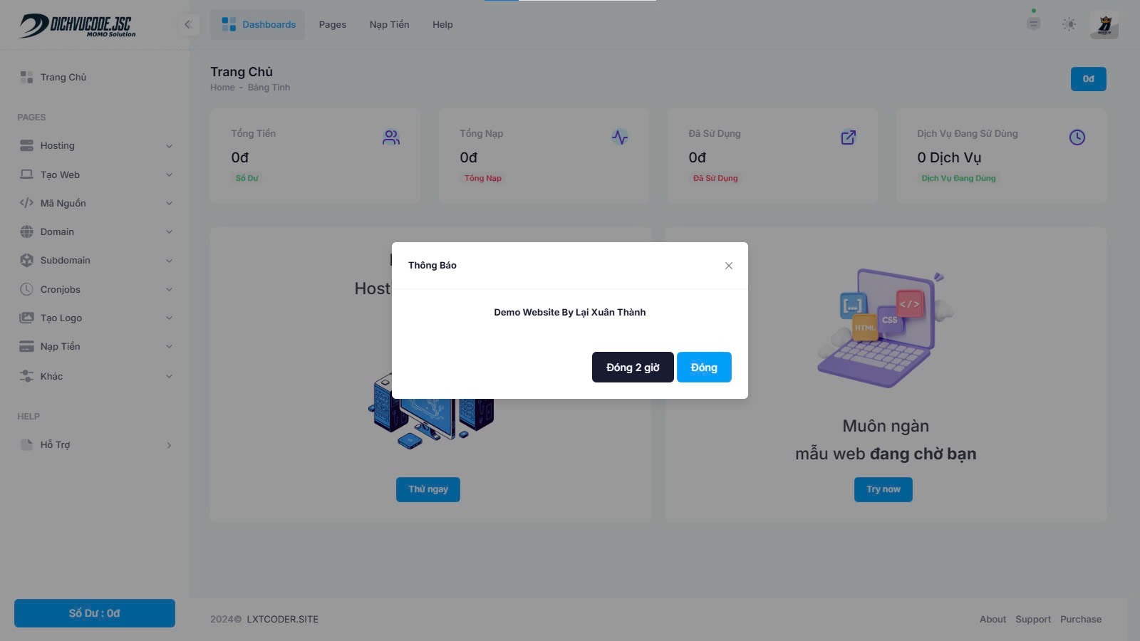 Source Code Website Bán Mã Nguồn LXT Bản Đẹp
