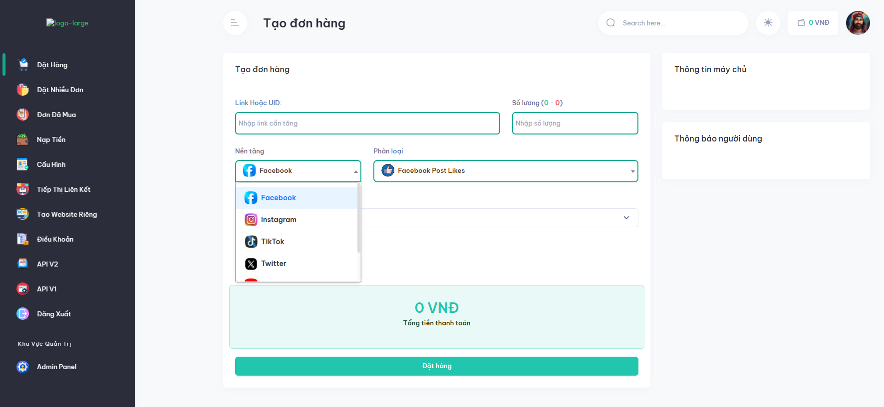 Source Code Website Bán Dịch Vụ Mạng Xã Hội Auto Nạp Tiền