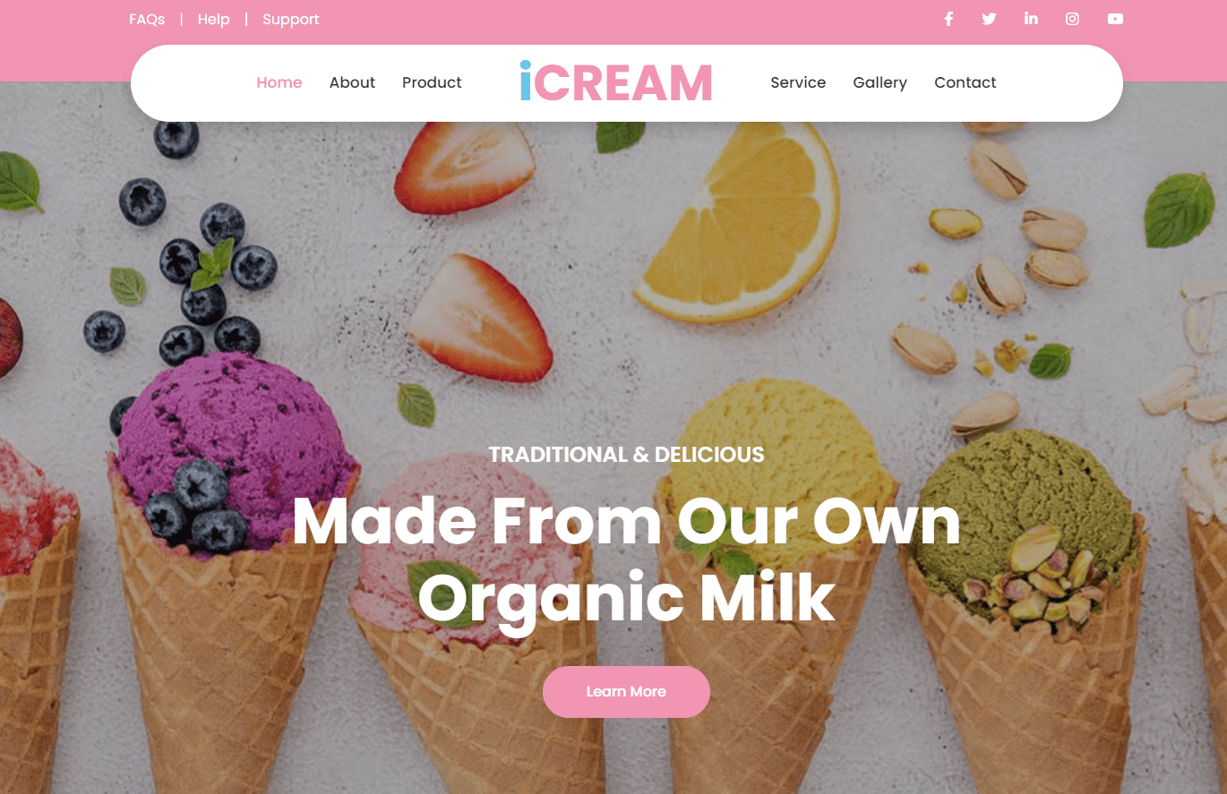 Share code giao diện web bán kem, làm đồ án HTML