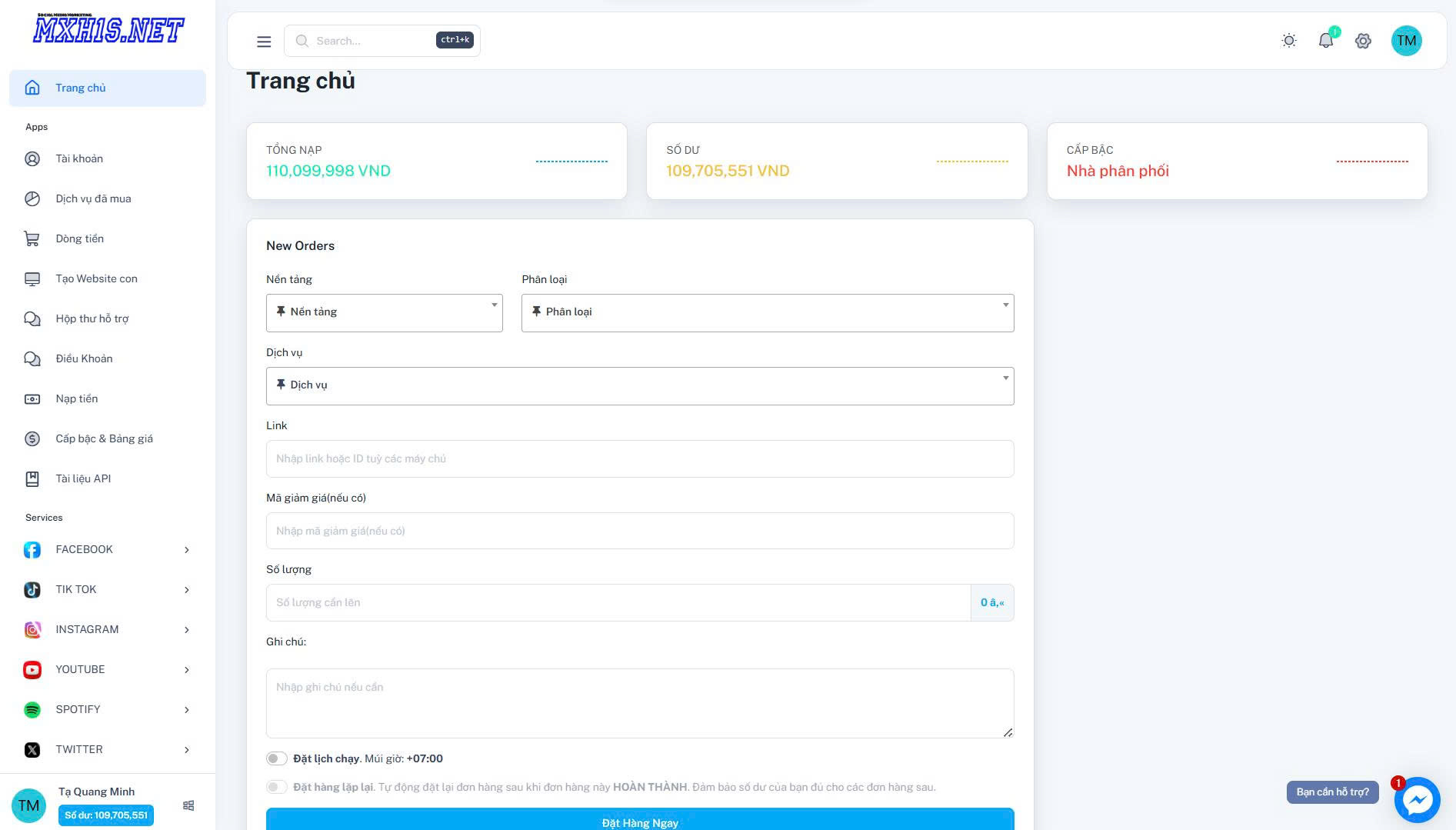 Website bán tương tác mạng xã hội tự động
